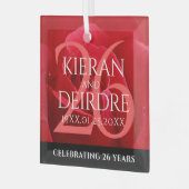 26エレガントバラ結婚記念日お祝い ガラスオーナメント (正面左)