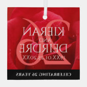 26エレガントバラ結婚記念日お祝い ガラスオーナメント (裏面)