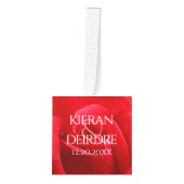 26エレガントバラ結婚記念日お祝い キューブオーナメント (正面)