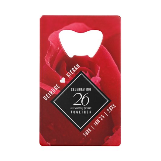 26エレガントバラ結婚記念日お祝い クレジットカード栓抜き (正面)