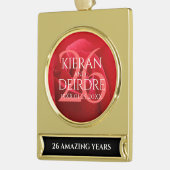 26エレガントバラ結婚記念日お祝い ゴールドプレートバナーオーナメント (左)