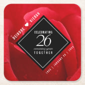 26エレガントバラ結婚記念日お祝い スクエアペーパーコースター (正面)