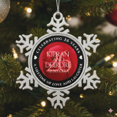 26エレガントバラ結婚記念日お祝い スノーフレークピューターオーナメント