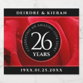 26エレガントバラ結婚記念日お祝い スパークリングワインラベル (シングルラベル)