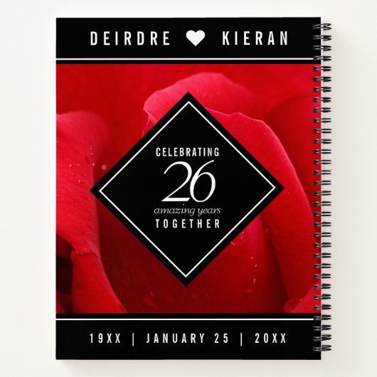 26エレガントバラ結婚記念日お祝い ノートブック (裏面)