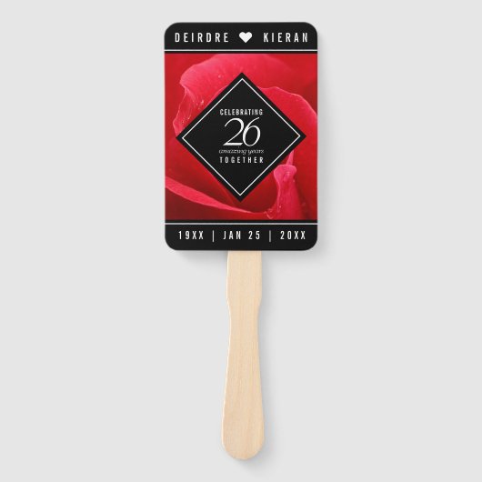 26エレガントバラ結婚記念日お祝い ハンドファン (正面)