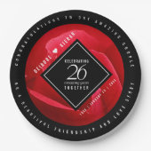 26エレガントバラ結婚記念日お祝い ペーパープレート (正面)