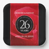 26エレガントバラ結婚記念日お祝い ペーパープレート (正面)