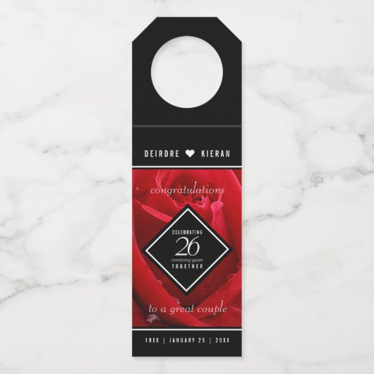 26エレガントバラ結婚記念日お祝い ボトルネックタグ (裏面)