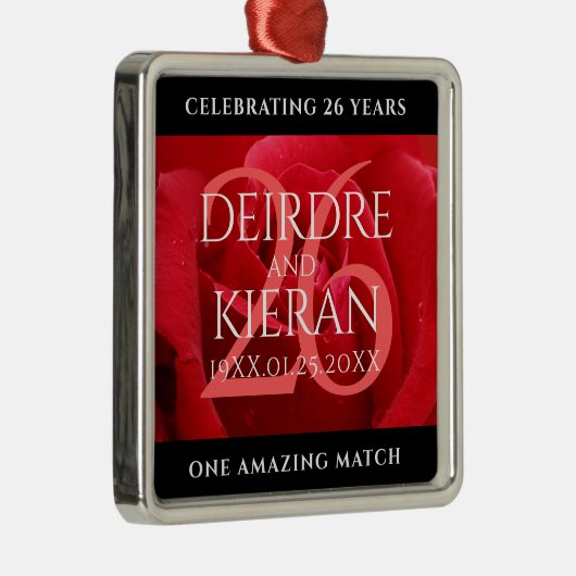 26エレガントバラ結婚記念日お祝い メタルオーナメント (右)