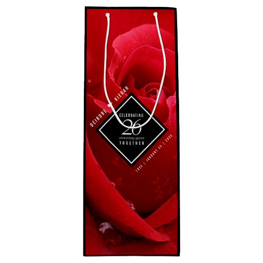 26エレガントバラ結婚記念日お祝い ワインギフトバッグ (正面)
