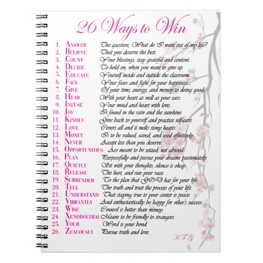 26ジャーナルを獲得する方法 – ピンク ノートブック (正面)