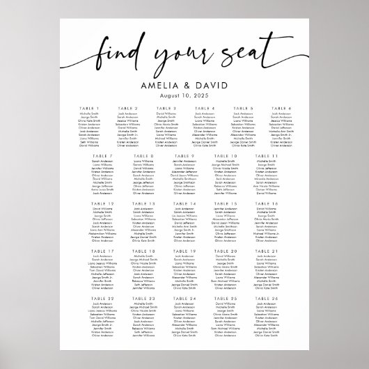 26テーブル席の座席表 ポスター (正面)