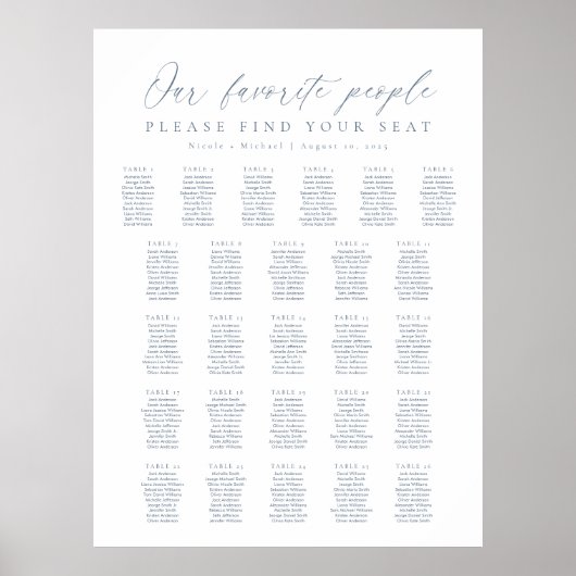 26テーブル私たちお気に入りのの人の座席表 ポスター (正面)