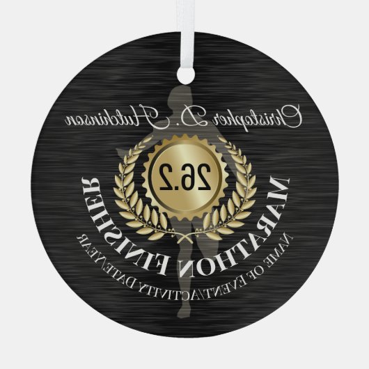 26パーソナライズされた.2マラソン記念メダル ガラスオーナメント (裏面)