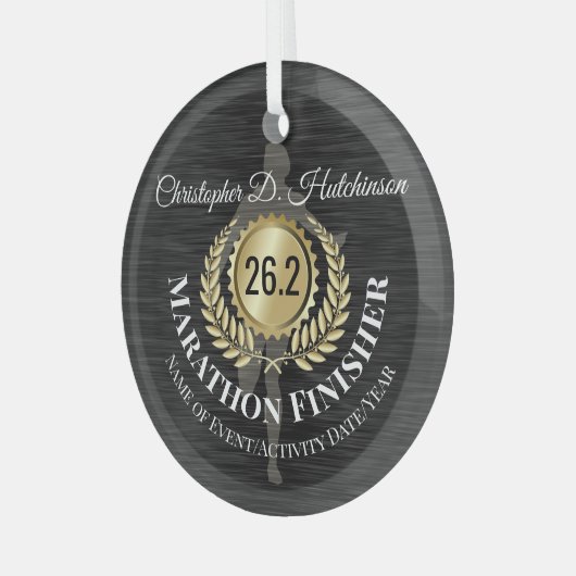 26パーソナライズされた.2マラソン記念メダル ガラスオーナメント (正面左)