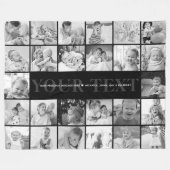 26フォトカスタム文字&メッセージブラック&ホワイト フリースブランケット (正面(横))