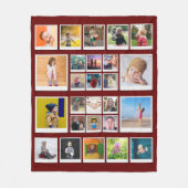 26フォトコラージュテンプレートモダントレンディー赤 フリースブランケット (正面)