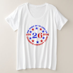 26人の霊が生きる:ア祝メリカ250世 プラスサイズTシャツ