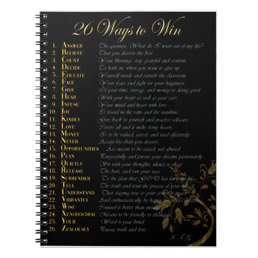 26勝ち方Journalブラック&ライト金ゴールド ノートブック (正面)