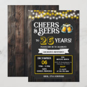 26年目のサプライズ・バックヤードパーティーにお祝いの乾杯とビールを 招待状 (正面/裏面)