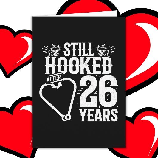 26年結婚した魚釣り26おもしろい周年 カード