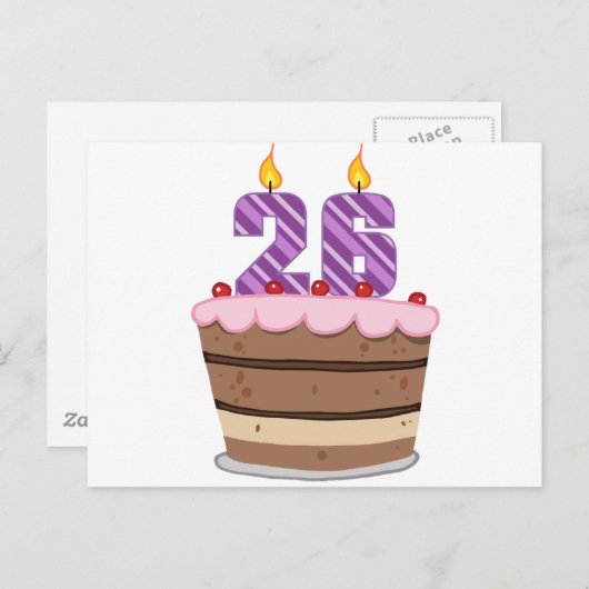 26歳のお誕生日ケーキ ポストカード (正面/裏面)