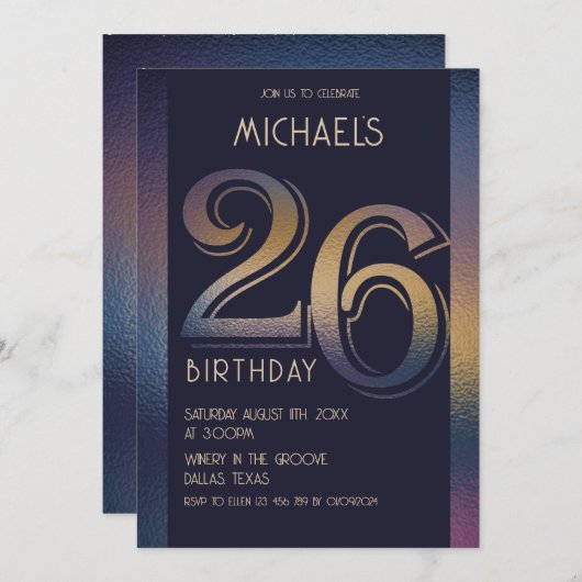 26歳の誕生日の招待状 招待状 (正面/裏面)