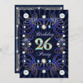 26歳の誕生日パーティー招待状　宝石がたくさん 招待状 (正面/裏面)