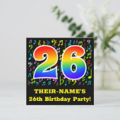 26歳の誕生日パーティー：楽しい音楽記号、虹26 招待状 (スタンド正面)