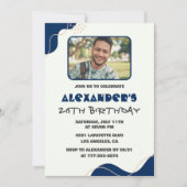 26歳の誕生日招待状メンズ海軍シンプル写真 招待状 (正面)