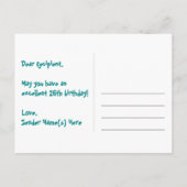 26歳の誕生日：ピンクのストライプとハート、虹26 ポストカード (裏面)