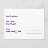 26歳の誕生日:楽しいハート柄、虹26 ポストカード (裏面)