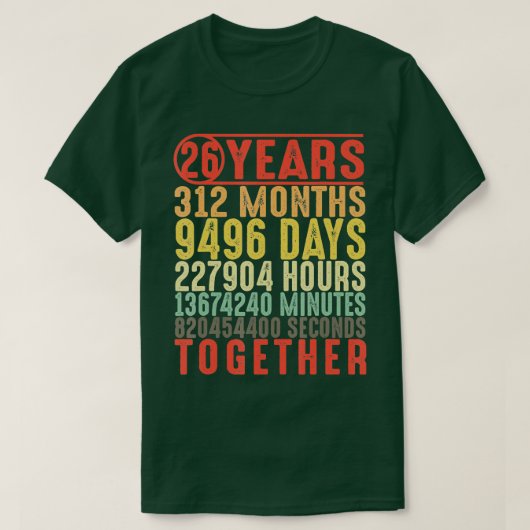 26歳26結婚周年の贈り物 Tシャツ (デザイン正面)