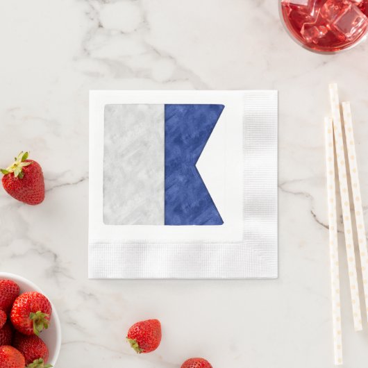 26水彩の海の旗から航海の選択 縁ありカクテルナプキン (インサイチュ)