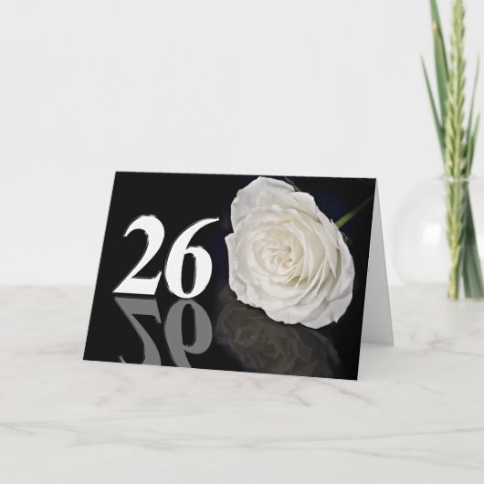 26番目の誕生日カード(クラシック白いバラ) カード (正面)