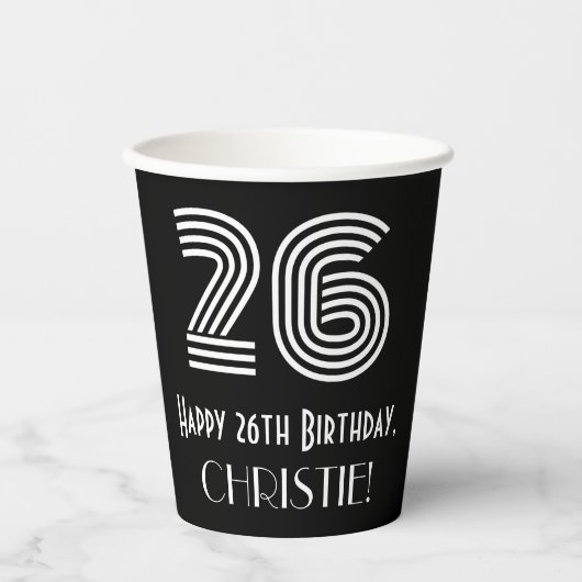 26番目の誕生日:インスパイアアールデコの外観「26」 +名前 紙コップ (正面)