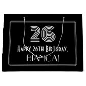 26番目の誕生日:インスパイアアールデコの「26」の外観と名前 ラージペーパーバッグ (正面)