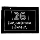 26番目の誕生日:インスパイアアールデコの「26」の外観と名前 ラージペーパーバッグ (裏面)
