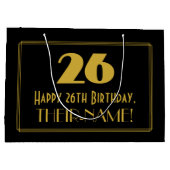 26番目の誕生日:インスパイアアールデコの「26」の外観と名前 ラージペーパーバッグ (裏面)
