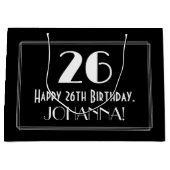 26番目の誕生日:インスパイアアールデコスタイル「26」、名前 ラージペーパーバッグ (正面)