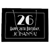 26番目の誕生日:インスパイアアールデコスタイル「26」、名前 ラージペーパーバッグ (裏面)