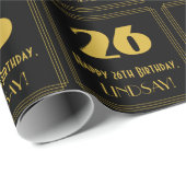 26番目の誕生日-インスパイアアールデコルック"26" & Name ラッピングペーパー (ロールコーナー)