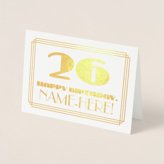 26番目の誕生日、名前+アールデコインスパイア「26」の外観 箔カード (正面)