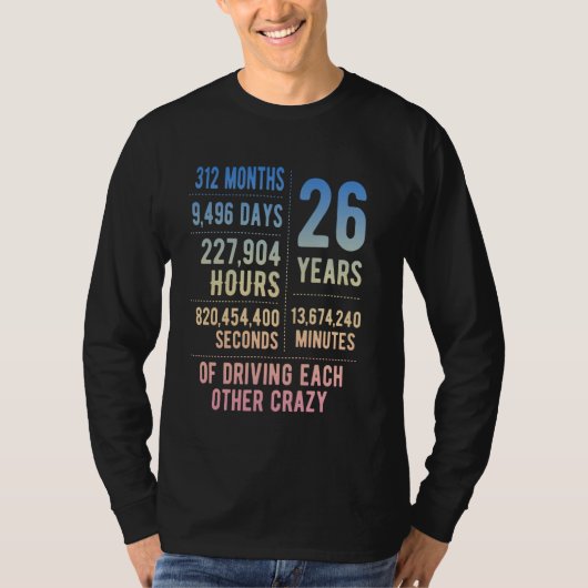 26結婚した年おもしろい26結婚周年 Tシャツ (正面)