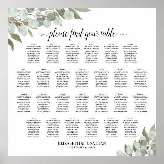 26表ユーカリ素朴プの結婚座席表 ポスター (正面)