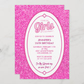 26誕生日の招待おもしろいピンクグリッター 招待状 (正面/裏面)