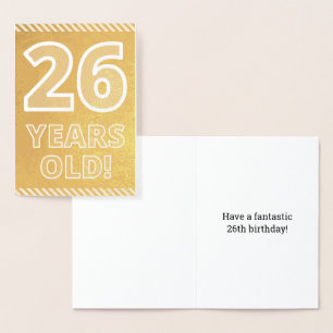 26誕生日はっきりした:「26歳!」 ゴールドフォイルカード 箔カード