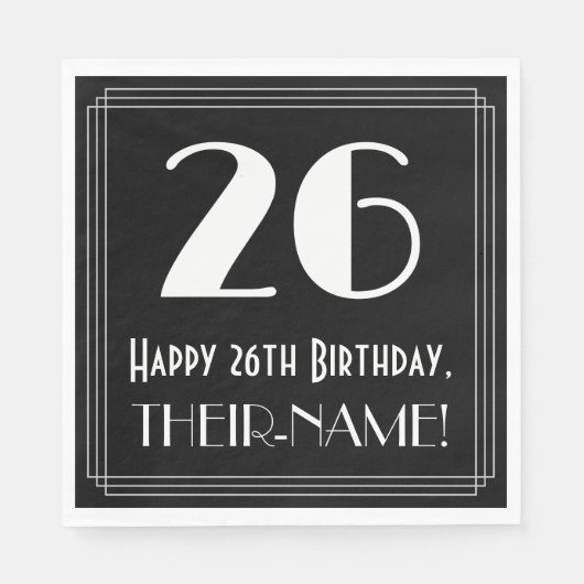26誕生日インスパイア~アールデコルック"26",名前 スタンダードランチョンナプキン (正面)