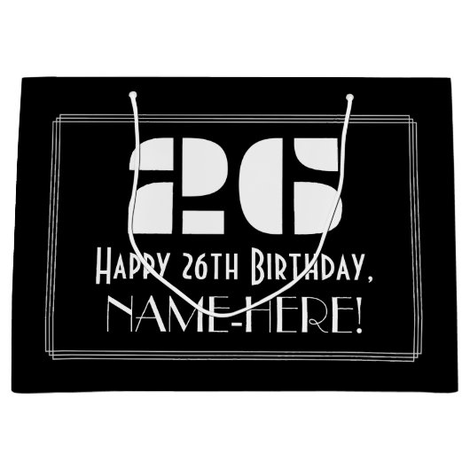 26誕生日インスパイア～アールデコルック"26" +名前 ラージペーパーバッグ